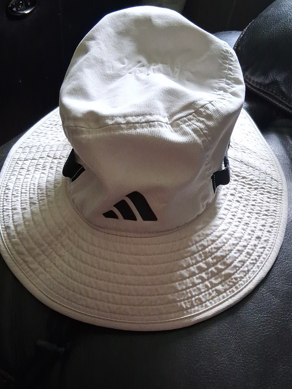 adidas White & Black Bucket Sun Hat with Logo